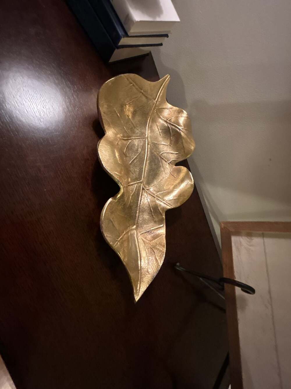 Gold Aluminum Leaf Decorative Tray Dish Catchall